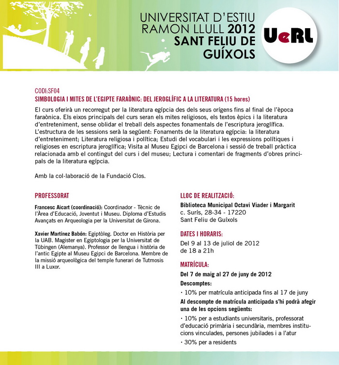 Simbologia i mites de l'Egipte faraònicUERL_SANT_FELIU_DE_GUIXOLS5