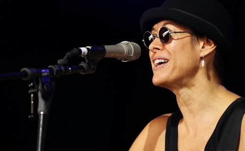 BYRON BAY, AUSTRALIA - APRIL 25: Michelle Shocked performs on stage during day five of the Bluesfest Music Festival at Tyagarah Tea Tree Farm on April 25, 2011 in Byron Bay, Australia. (Photo by Mark Metcalfe/Getty Images) *** Local Caption *** Michelle Shocked;